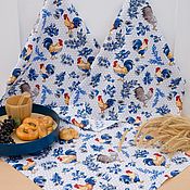 Комплект полотенец "Флора и фауна" рогожка цвет голубой м