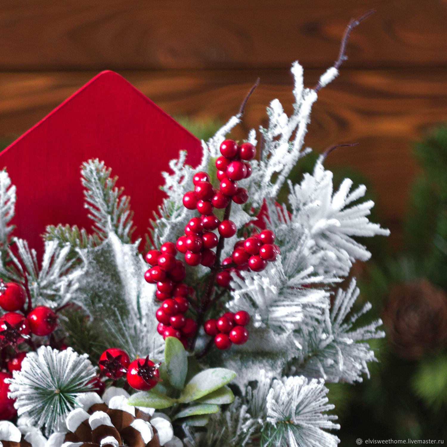 Новогодний букет в красном конверте – заказать на Ярмарке Мастеров ...