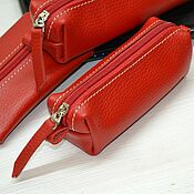 Leather pencil case-cosmetic bag