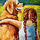 Painting Dog Girl Best Friends 18 x 24 Oil on Canvas Summer Landscape. Pictures. matryoshka (azaart). My Livemaster. Фото №4