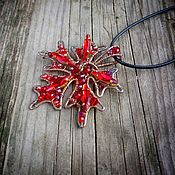 Украшения handmade. Livemaster - original item Copper pendant maple leaf wire wrap. Handmade.