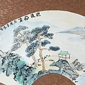 Снег над рекой (китайская живопись, акварель)