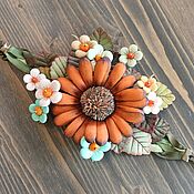 Украшения handmade. Livemaster - original item Bracelet braided leather Chamomile Space handmade with flowers. Handmade.