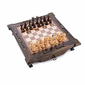Активный отдых и развлечения handmade. Livemaster - original item Chess carved in a casket with boxes 