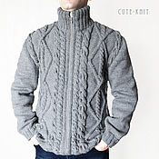 Мужская одежда handmade. Livemaster - original item Grey cardigan mens zipper. Handmade.