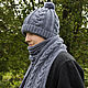Men's hat and knitted scarf with merino braids, Caps, Balahna,  Фото №1