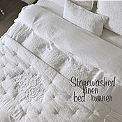 Для дома и интерьера handmade. Livemaster - original item Linen quilted runner, track on the bed. Handmade.