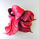 `Flamenco`. Flower brooch made of leather with a large safety pin. Beautiful brooch - great gift for the woman. the girl. Gift yourself, a favorite. Brooch clasp for coats, coats, cardigans, voluminou