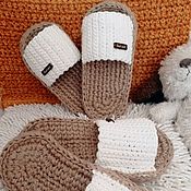 Обувь ручной работы handmade. Livemaster - original item Home knitted Slippers with massage jute sole.. Handmade.