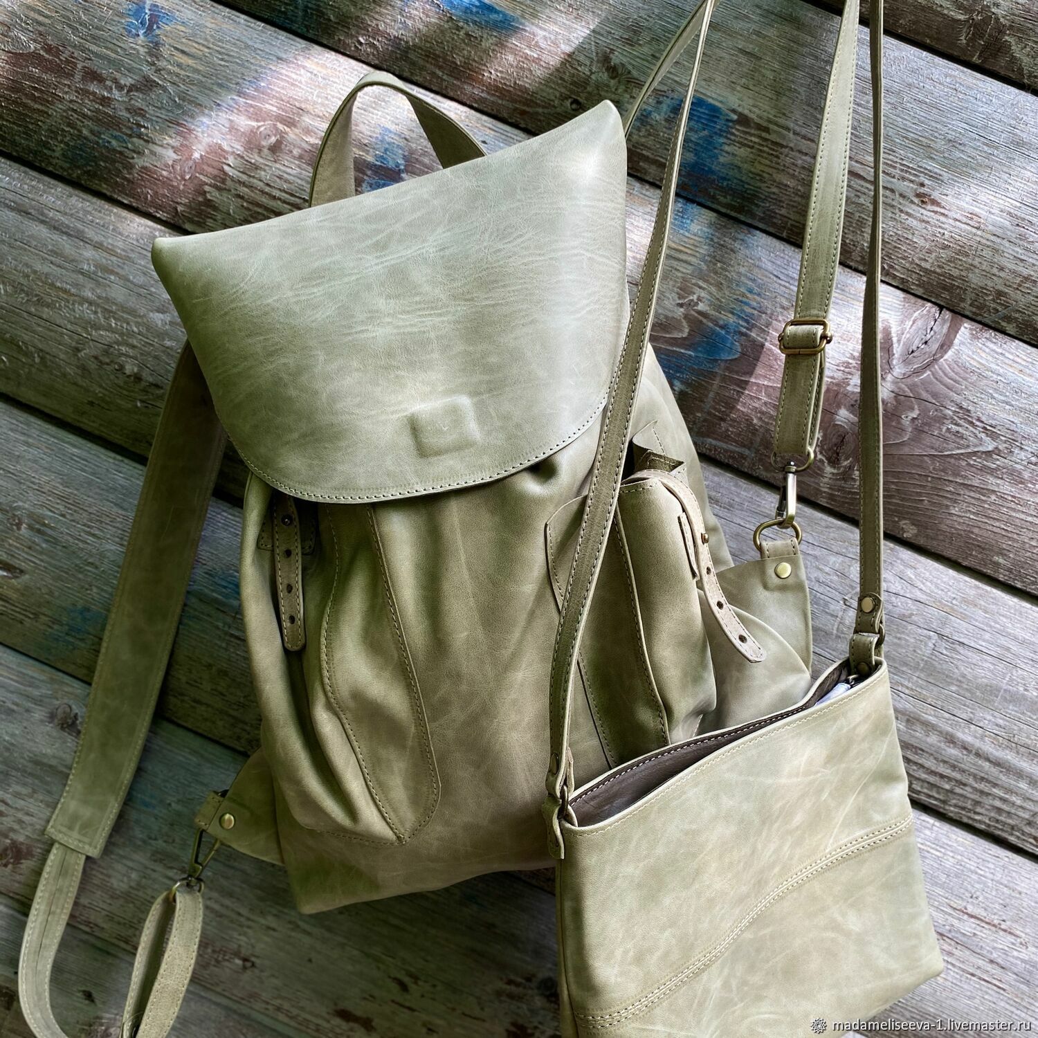 Комплект рюкзак Morocco и сумочка Malta из кожи. Хаки в интернет ...