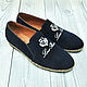 Loafers made of natural suede in dark blue color!, Loafers, St. Petersburg,  Фото №1