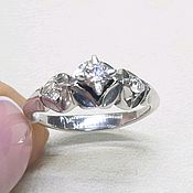 Винтаж: Золотое кольцо с бриллиантами и сапфиром
