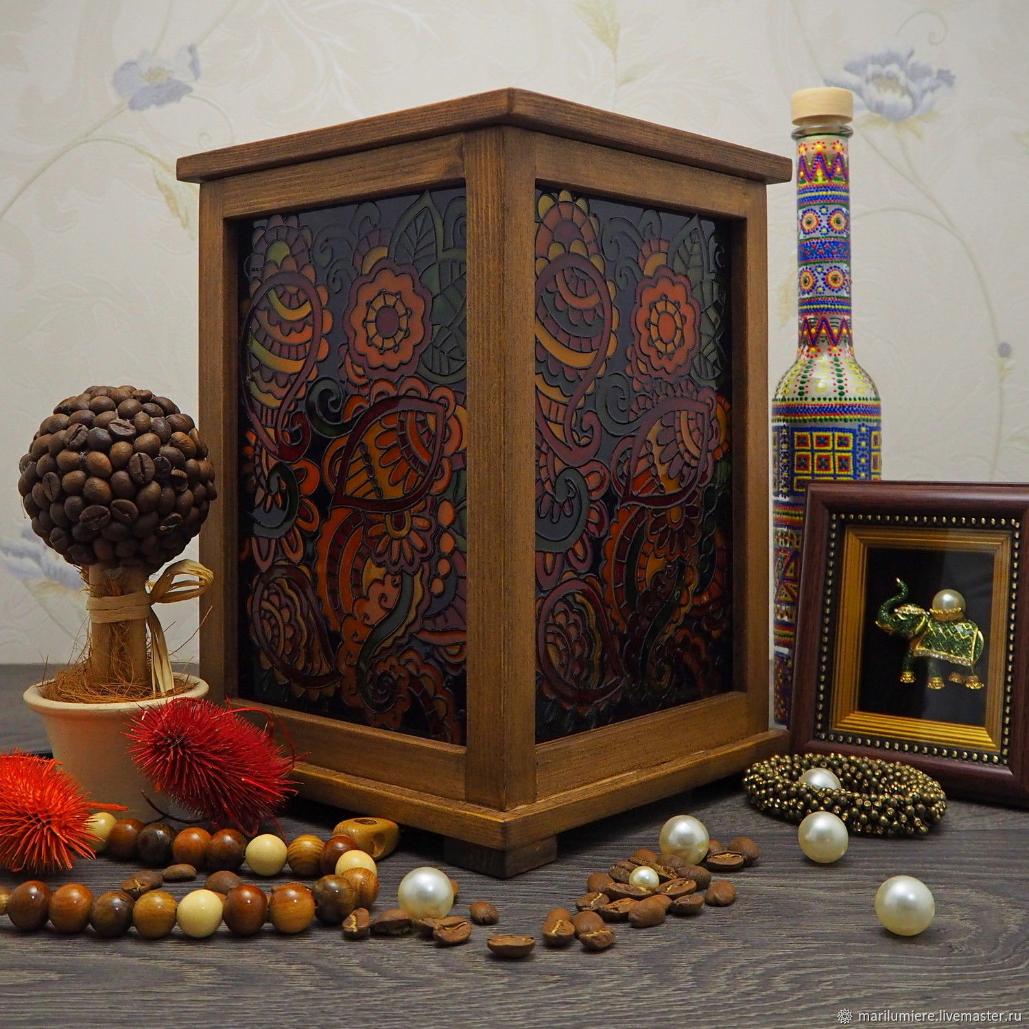 Светильник фонарь Индийский орнамент. Ночник авторская работа – купить ...