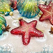 Сувениры и подарки handmade. Livemaster - original item Christmas decorations: Starfish red. Handmade.