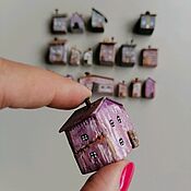 Для дома и интерьера ручной работы. Ярмарка Мастеров - ручная работа Casas de color lila en miniatura, juguetes en el árbol de Navidad, driftwoodart. Handmade.