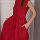 Order Red linen dress with petticoat and lace. molinialife. Livemaster. . Dresses Фото №3