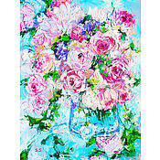 Картины и панно handmade. Livemaster - original item Painting with rose flowers 