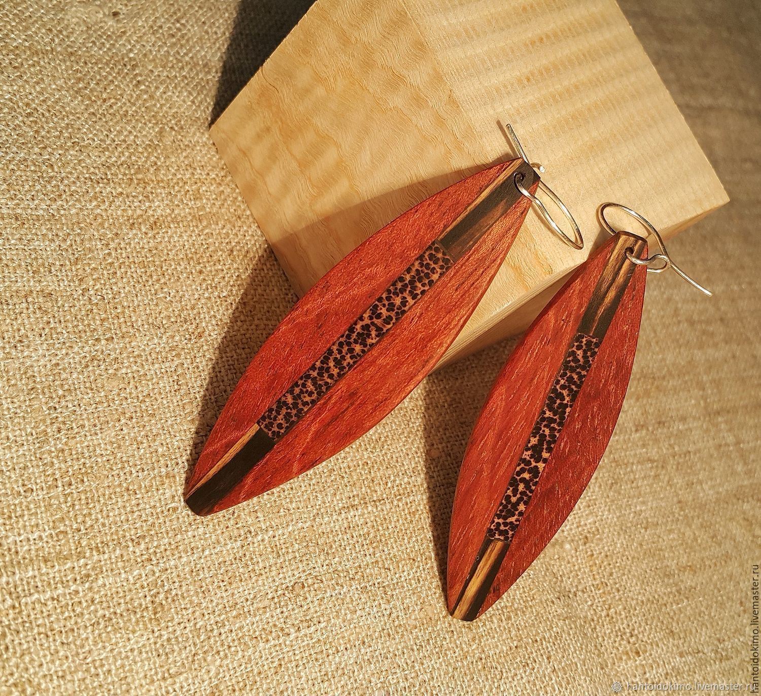 Palm tree wooden earrings long, Earrings, Kursk,  Фото №1