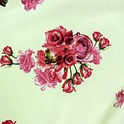 Ткань Ниагара цветы на зеленом