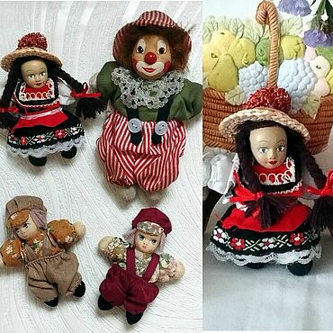 Винтаж ручной работы. Ярмарка Мастеров - ручная работа Винтаж: НАБОР! КУКЛЫ, КУКОЛКИ МАЛЫШИ, КЛОУН с фарфоровой головкой. Handmade.