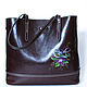 Bag leather chocolate brown with cosmetic bag hand painted, Classic Bag, Troitsk,  Фото №1