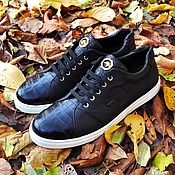 Обувь ручной работы handmade. Livemaster - original item Sneakers made of genuine crocodile leather and calfskin, in black!. Handmade.