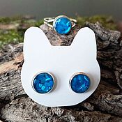 Украшения handmade. Livemaster - original item Ring and earrings with blue mother-of-pearl.. Handmade.