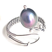 Украшения handmade. Livemaster - original item Silver ring with pearls Forest berry (wirewrap). Handmade.