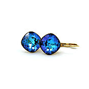 Украшения handmade. Livemaster - original item Earrings with Swarovski crystal Bermuda Blue. Handmade.
