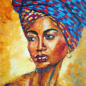 Картины и панно handmade. Livemaster - original item Painting African girl Portrait of a girl oil palette knife. Handmade.