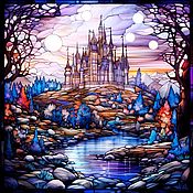 Картины и панно handmade. Livemaster - original item Painting stained glass Fairy Castle. Landscape. buy painting artist. Handmade.