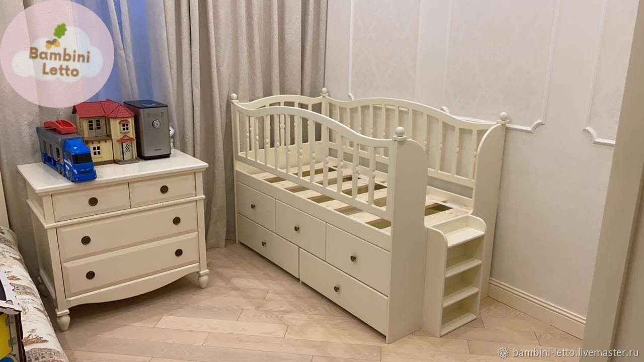 Детская кровать с комодом POLINI Kids Simple 1100 Натуральный