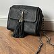 Women's leather bag black Python leather, Crossbody bag, Izhevsk,  Фото №1