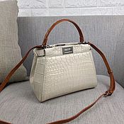 Сумки и аксессуары handmade. Livemaster - original item Women`s handbag made of crocodile skin, in beige color.. Handmade.
