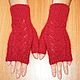 Knitted mittens 'Ripe cherry' Warm mittens, Mitts, Orenburg,  Фото №1