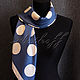 Blue scarf for women in large pink peas. Shawls1. Platkoffcom. My Livemaster. Фото №5