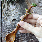 Посуда handmade. Livemaster - original item Spoon: Ceramic spoon twig with leaves. Handmade.