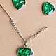Stud earrings and pendant,heart shape.Emerald Mother of pearl. Jewelry Sets. MagicJewelr. My Livemaster. Фото №6