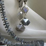 Украшения handmade. Livemaster - original item Jewelry set with labradorites Necklace and earrings Fragments. Handmade.
