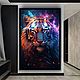 Картины в интерьер Яркие картины маслом с животными Могучий тигр. Картины. Картины на холсте/Галерея искусства❀. Ярмарка Мастеров.  Фото №4