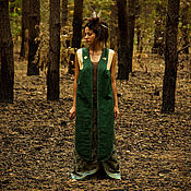 Одежда handmade. Livemaster - original item Green Jacquard Linen Vest with Applique «Forest Owl». Handmade.
