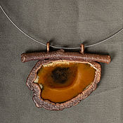 Украшения handmade. Livemaster - original item Copper pendant with moss agate and birch.. Handmade.