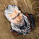 Brooch portrait ' Geralt the Witcher, wild hunt, grey, male', Brooches, Bryukhovetskaya,  Фото №1