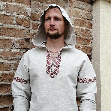 Мужская одежда ручной работы. Ярмарка Мастеров - ручная работа Рубаха с капюшоном "Ратислав". Handmade.