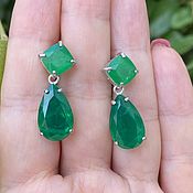 Украшения handmade. Livemaster - original item Stud earrings with natural emerald (doublet). Handmade.