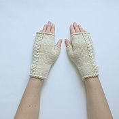 Аксессуары handmade. Livemaster - original item Short knitted mitts made of wool luster 
