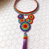 Украшения handmade. Livemaster - original item Necklace: Color therapy. Rainbow Macrame Necklace with Tassel. Handmade.