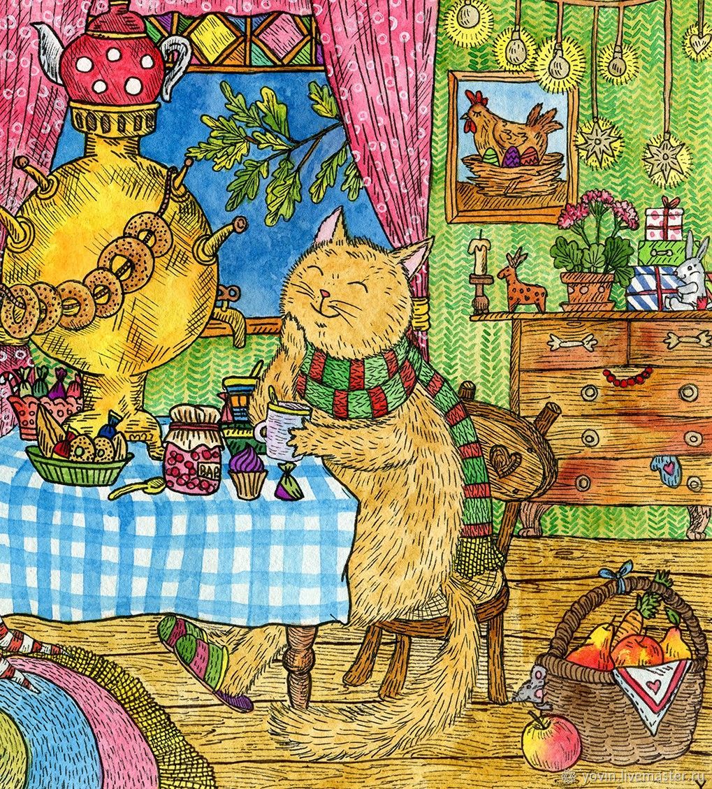 Уютное чаептие картина для детской, картина в детскую комнату