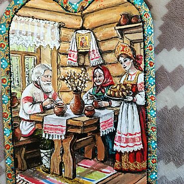 Для дома и интерьера ручной работы. Ярмарка Мастеров - ручная работа Утварь: 887. Разделочная доска Вербное воскресение-2. Handmade.