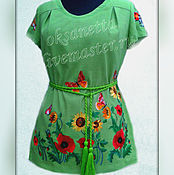 Одежда handmade. Livemaster - original item Short-sleeve linen blouse. Handmade.